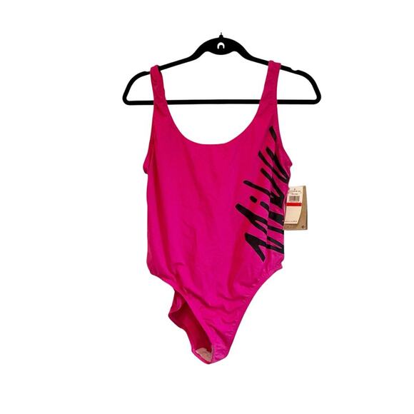Nike Logo Swimsuit High Cut One Piece Bathing Swimsuit Pink Size Large NWT - Picture 6 of 11